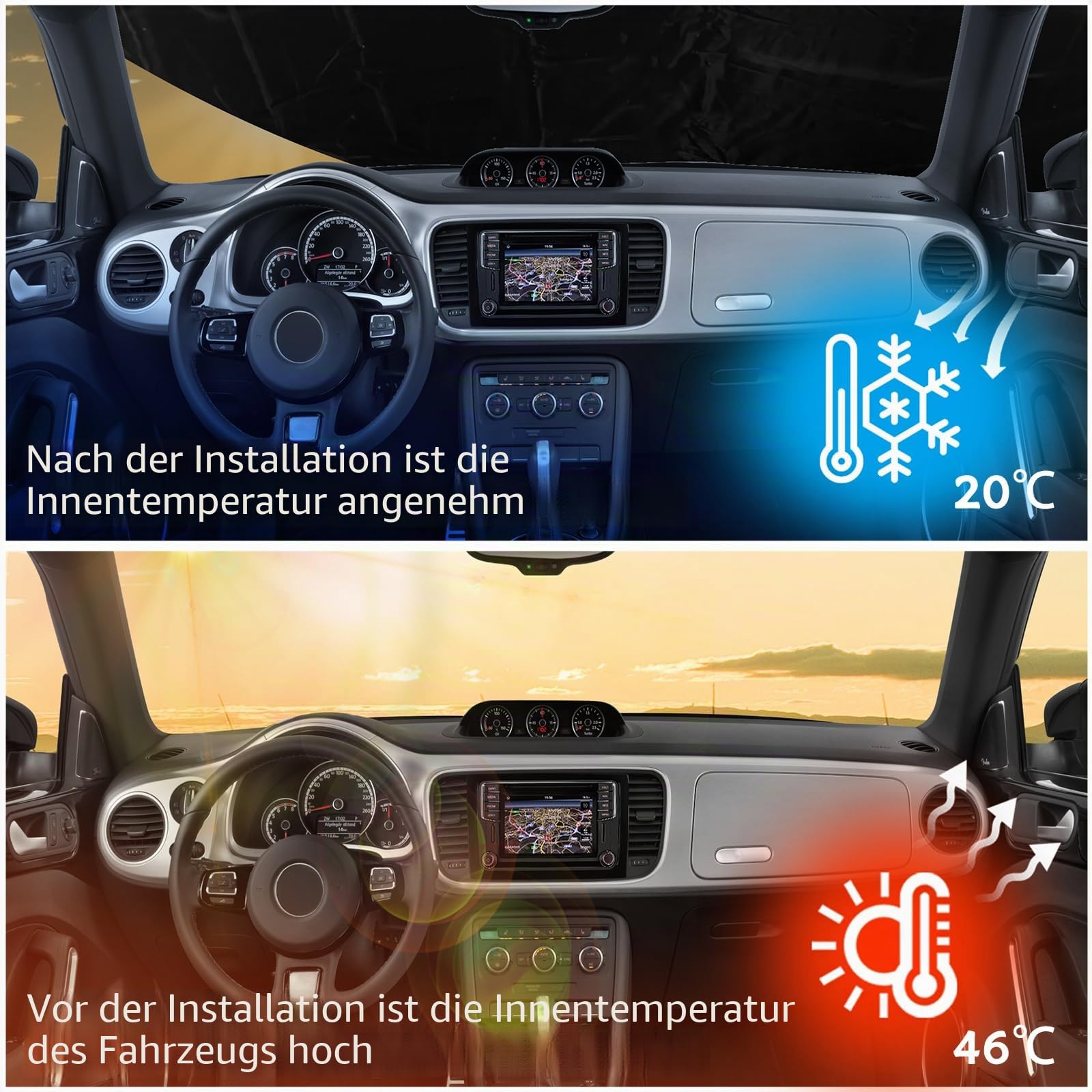 Externe Thermo Scheibenabdeckung für VW T4, Silber Faltbar Wasserdicht Windschutzscheibe Wrap Abdeckung, Frost UV Sonnenschutz Wetterfest Fenster Frontscheibe Abdeckung