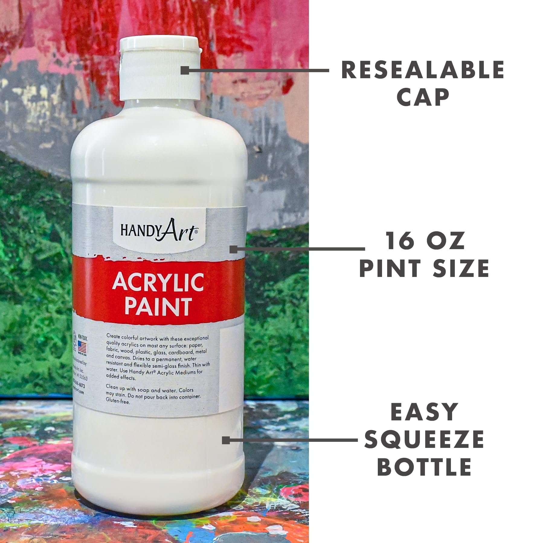 Handy Art by Rock Paint 16 oz étudiants en peinture acrylique Blanc titane