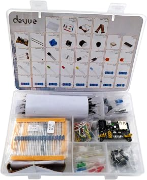 458 Electronic Starter Fun Kit for Arduino Raspberry Pi | Basic Electronics Components Starter Kit | Power Supply Module, Jumper Wire, Great Range of Resistors, Breadboard 400 Tie-Point