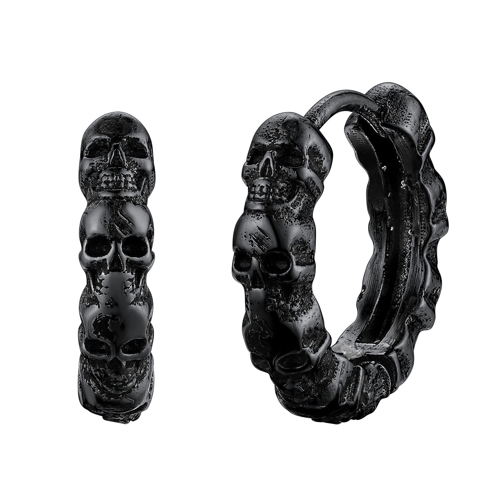 Richsteel Pendientes Aros Dragón, Aretes Calaveras Estilo Gótico Rap Hip Hop Rock, Incluye Caja de Regalo