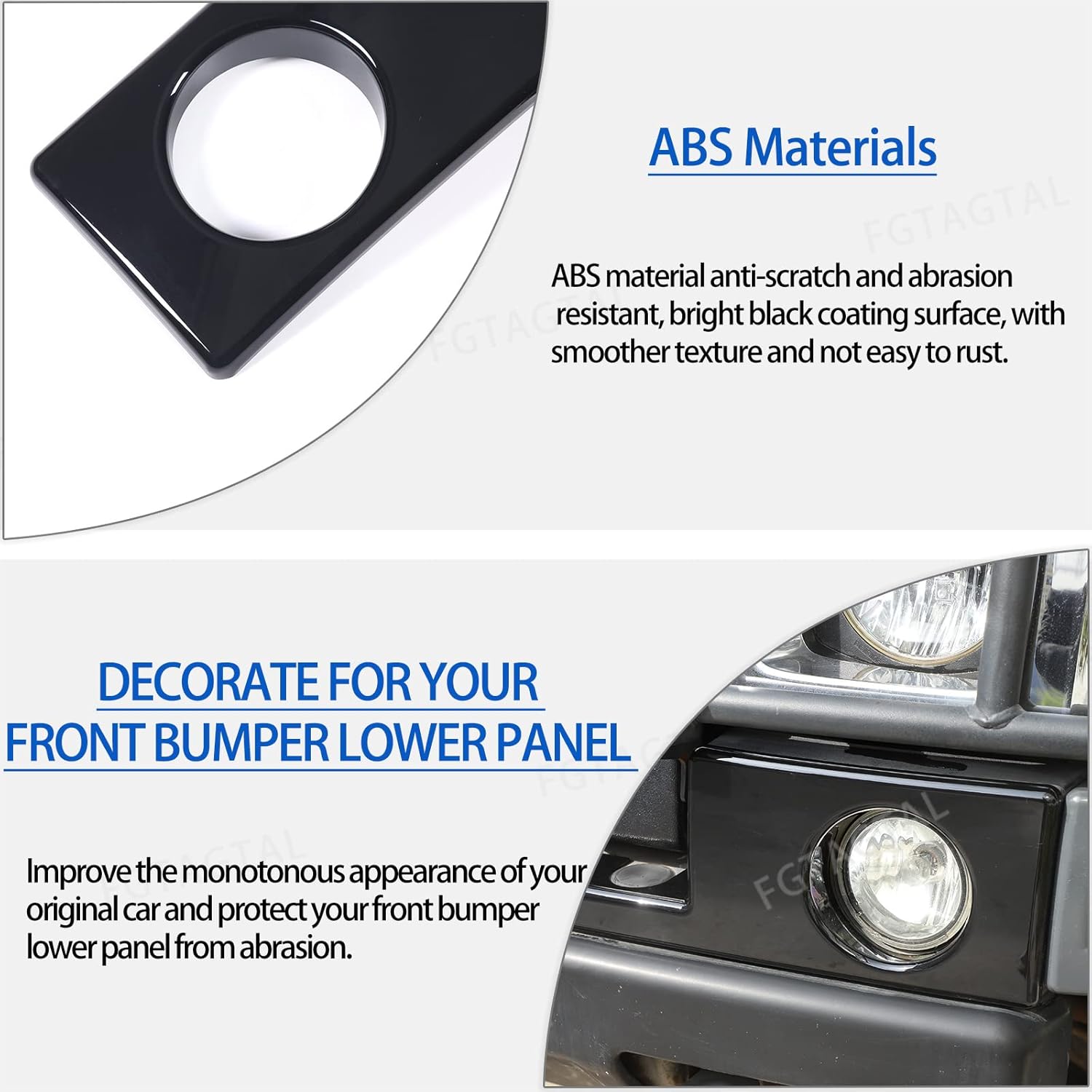 Front Bumper Cover Lower Grille Trim Panel Cover Compatible with Hummer H2 2003-2009, ABS Front Bumper Lower Trim Bezels Exterior Decoration Accessories, 3PCS (Bright Black)