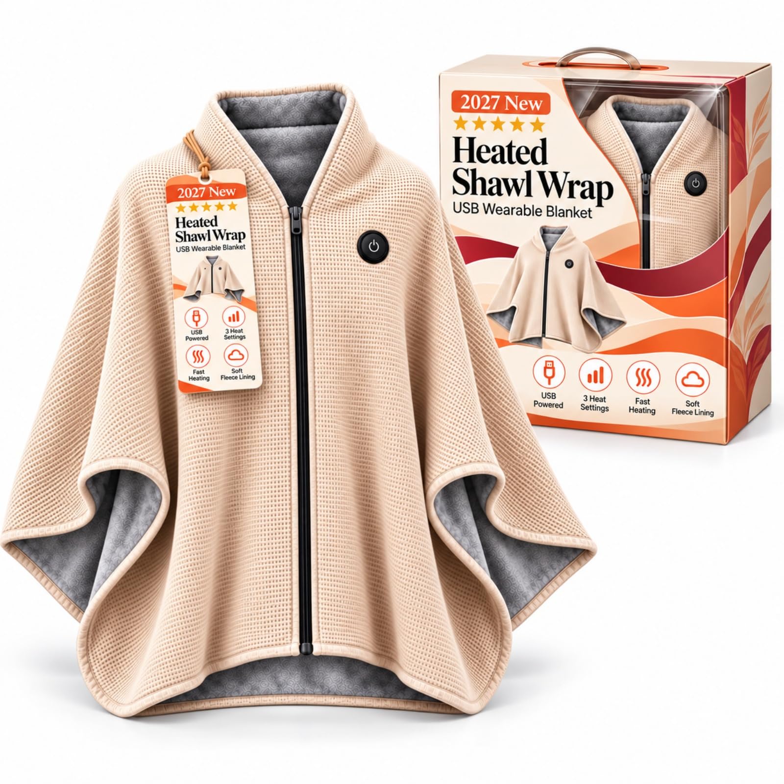 Kaleluv 2027 New Heated Shawl Wraps for Women, USB Wearable Heated Blanket | Portable Hea…