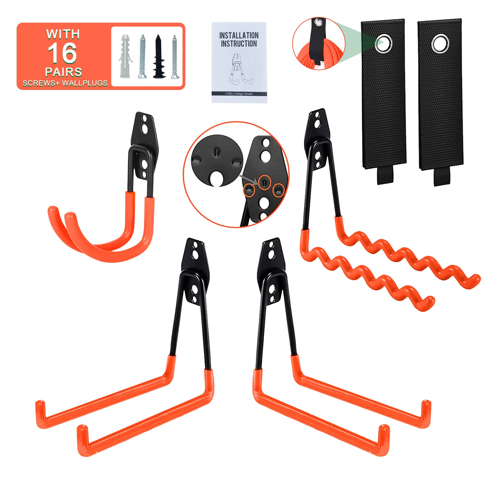 Buy Garage Hooks Heavy Duty, 6 Pack Garage Storage Hooks Rack Steel