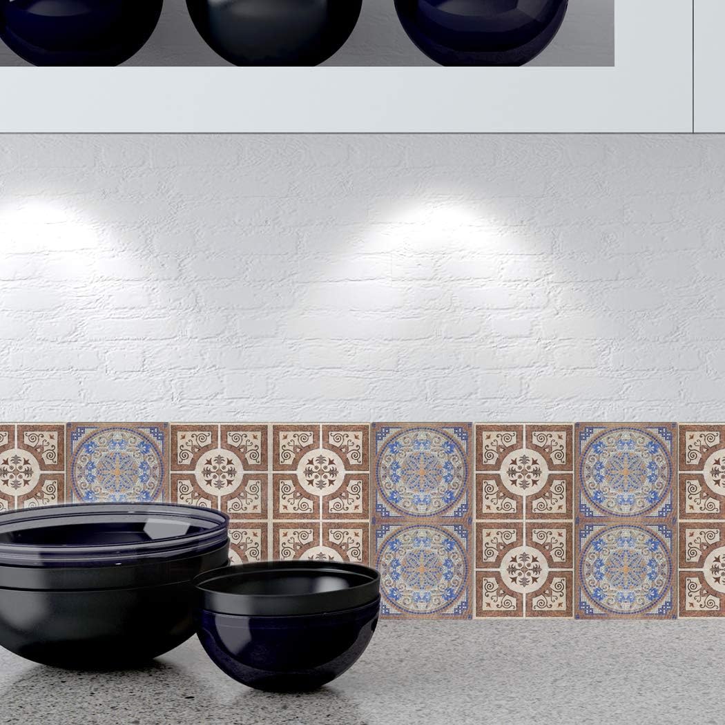 RoyalWallSkins Decorative Tile Decals 4x4 Inch - Set of 16 - Tile Stickers Easy to Apply Just Peel & Stick Home Decor Furniture Decor (Viseu TAD160530)