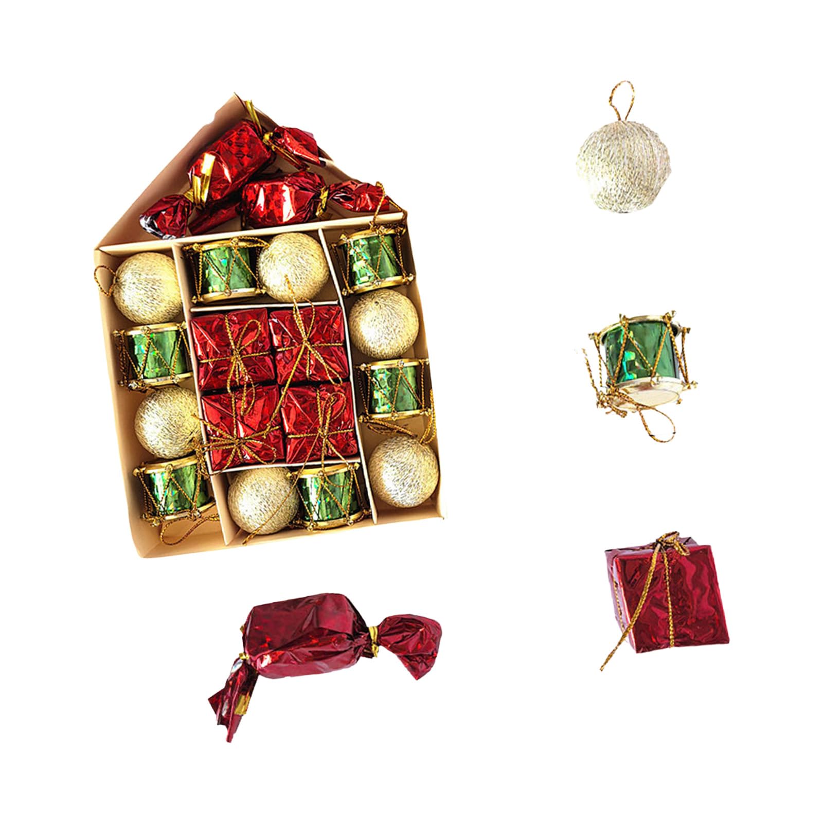 20PCS Colorful Christmas Suspended Deck Spume Holiday Ornamentation with Metal Circlets for Multiple Face Decoration Celebratory Home Deck Ornamentation