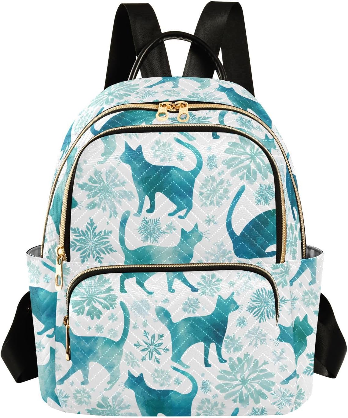Floral Cat Flower Watercolor Backpack Purse for Women Shoulder Bag Fashion Daypack Ladies Handbag Lightweight Travel Bag Rucksack
