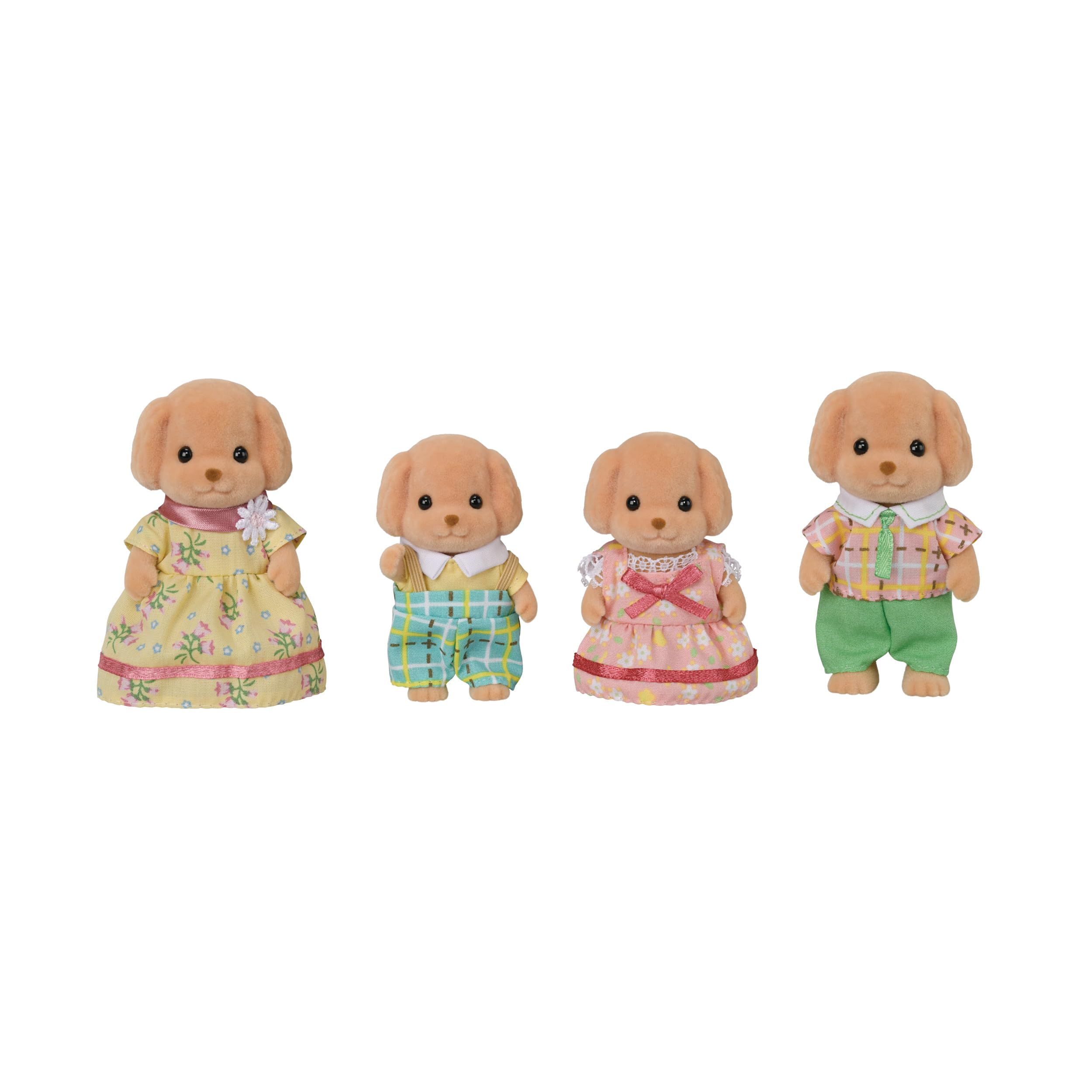 Toy Poodle Family - Collectible Toys | Curly-coated flocked pups with pampered charm - a poseable family in removable outfits for playful salon-day stories, Ages 3+