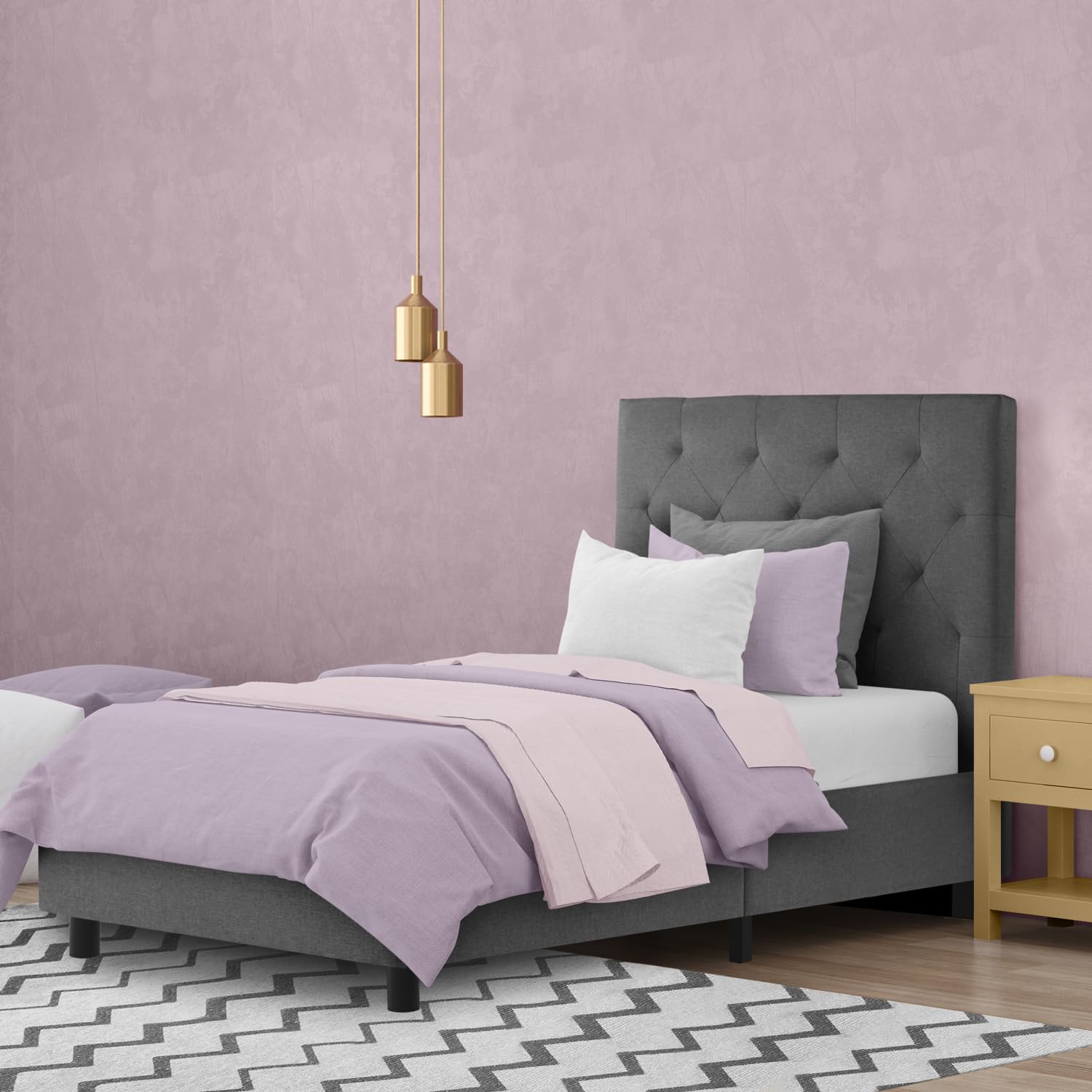 Letto Paris Singolo 80 x 200 PARIS, Grigio Ardesia, Marchio Italiano di Qualità, Doghe INDIPENDENTI Rinforzate, Materiali e Finiture PREMIUM, Sistema Doghe Antirumore, Montaggio Facile e Veloce