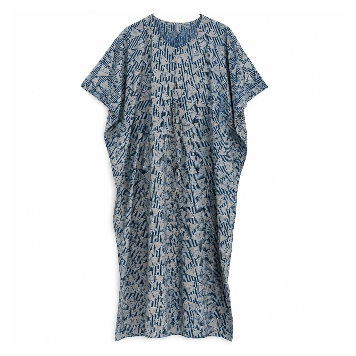 momisy Women's Handmade Cotton Handicraft Artisan Hand Block Printed Natural Colour Maxi Kaftan Dress Gown-53 Inch Long-picture-21