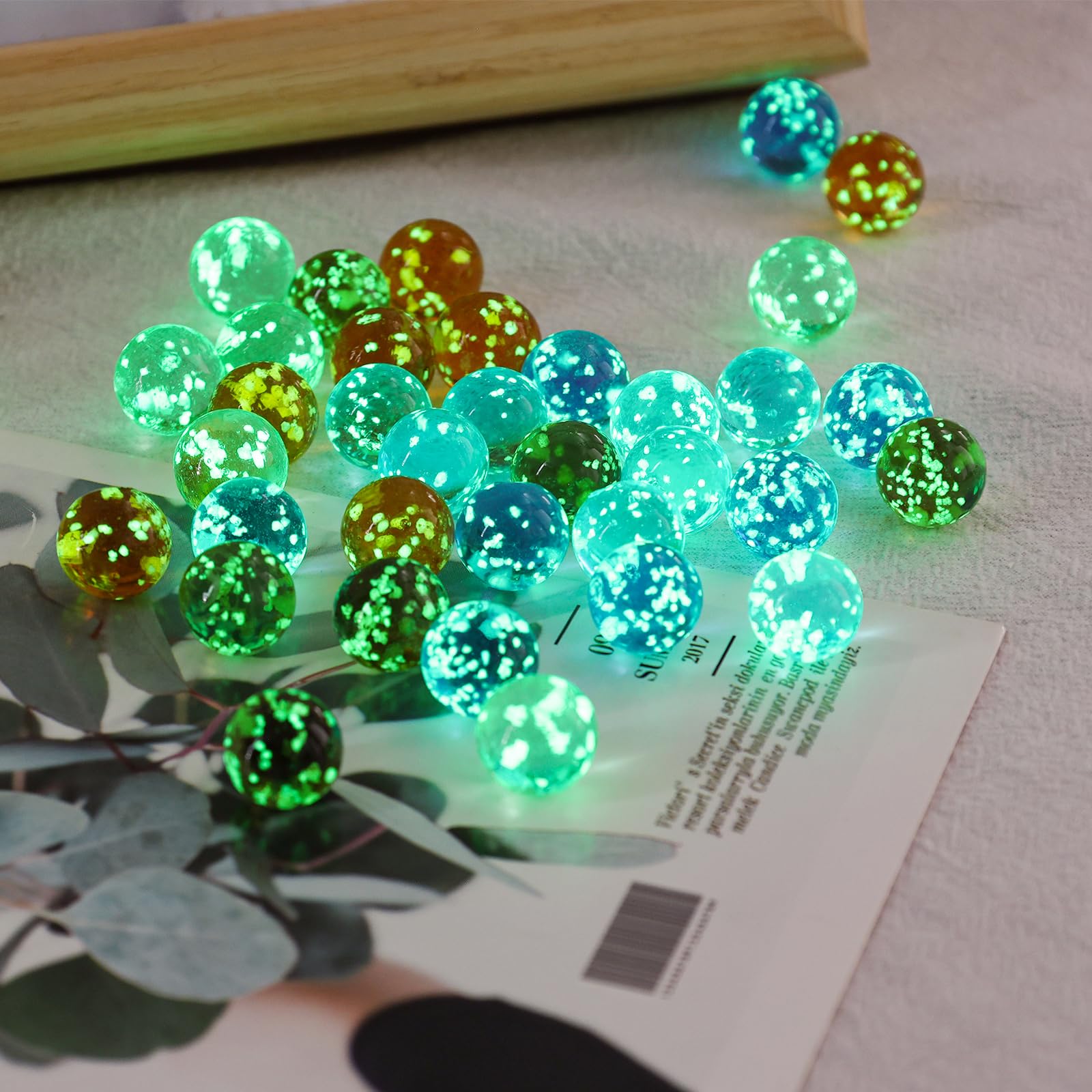 SallyFashion Lot De 32 Billes En Verre Colorées Faites à La Main, 16 Mm, Pour Enfants, Cadeau Et Décoration De Jeu