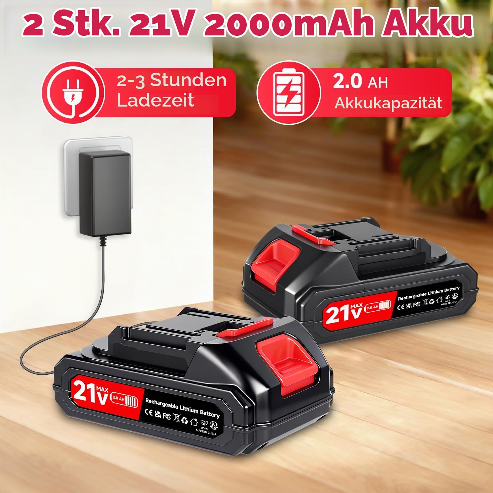 Elektrisch Stangensäge, 2-in-1 Teleskop Baumsäge Teleskopsäge, 4500 U/min, Maximale Reichweite 2,4m, 2 X 2000mAH, Astsäge Teleskop zum Beschneiden Handflächen und Sträuchern