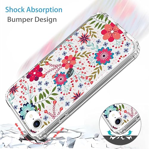 Miniatura 7 de Funda para iPhone SE 2020, iPhone 7, iPhone 8 - Funda de cristal híbrido transparente - Estampado floral - Protección resistente, funda absorbente