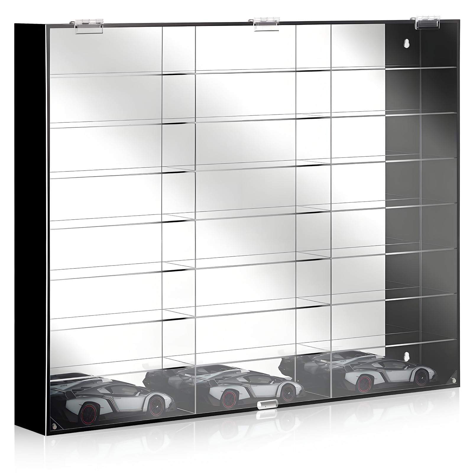 Photo 1 of Juexica 1: 24 Clear Acrylic Toy Car Display Case 24 Grids Toy Race Car Display Show Box Diecast Case Wall Mounted Vehicles Shelf for Storage, Christmas Mini Model Figure Lover Gifts