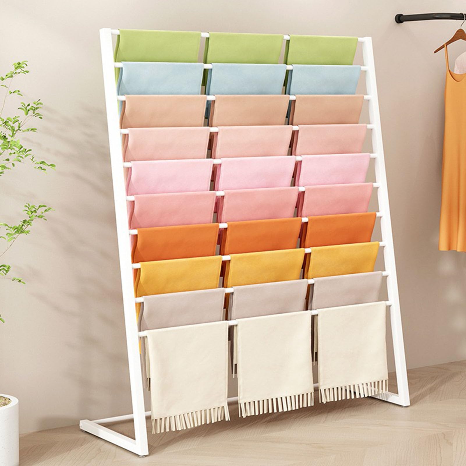 Spodnie przesuwne - Metalowy schowek do szafy, wysuwany wieszak w stylu szuflady na szaliki, hidżaby i szale, na nóżce, zdejmowany design. Biały-60 x 40 x 145 cm