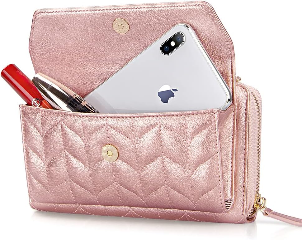 nuoku RFID Blocking Wristlet Wallet for Women, Zip-Around Crossbody Clutch with 2 Removable Straps | RFID, Zip Around, 2 Strap