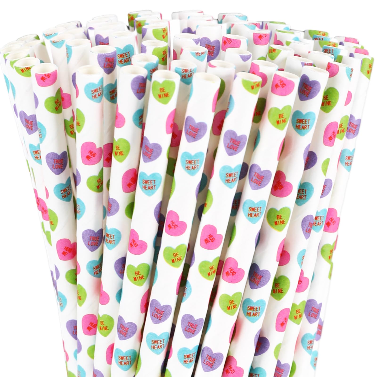 Pailles en papier Whaline couleur bonbon et motifs cœurs pour une table joyeuse