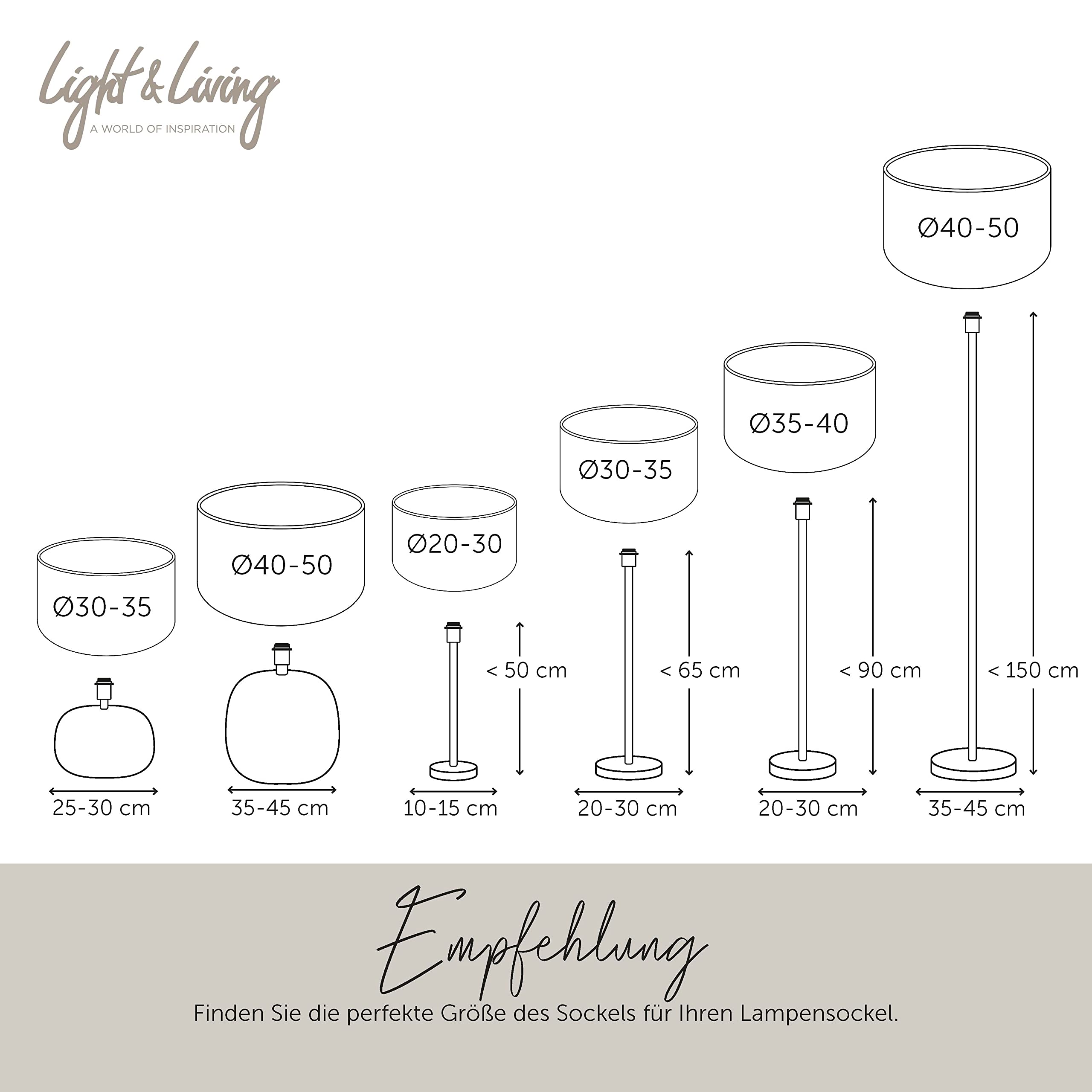 Light & Living Lampenschirm Zylinder Livigno - Eiweiß - Ø40x30cm | Zylinder - Klassisch, Ländlich - Textilien