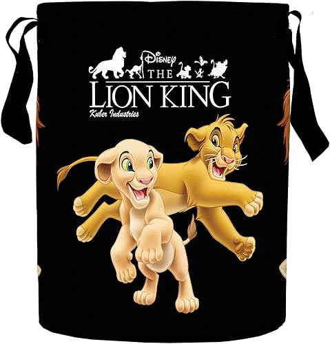 Kuber Industries Bolsa de lavandería de Disney, material de lona impermeable y estampado 3D de Disney El Rey León, almacenamiento de juguetes y