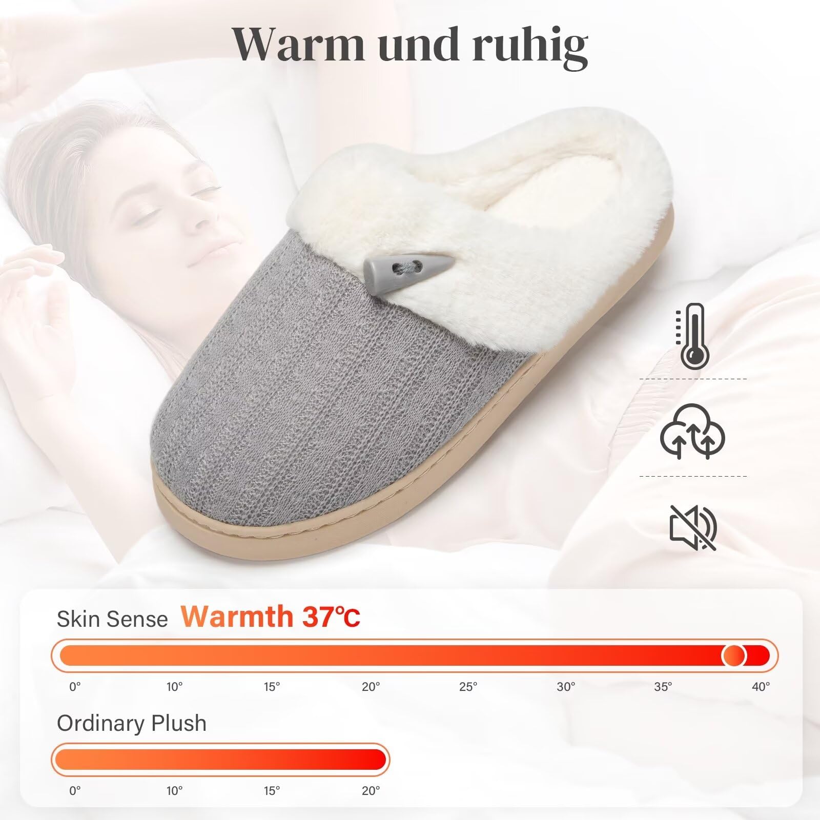 NineCiFun Pantofole da donna Comfort Memory Foam Pantofole morbide e pelose Scarpe da letto calde Pantofole antiscivolo