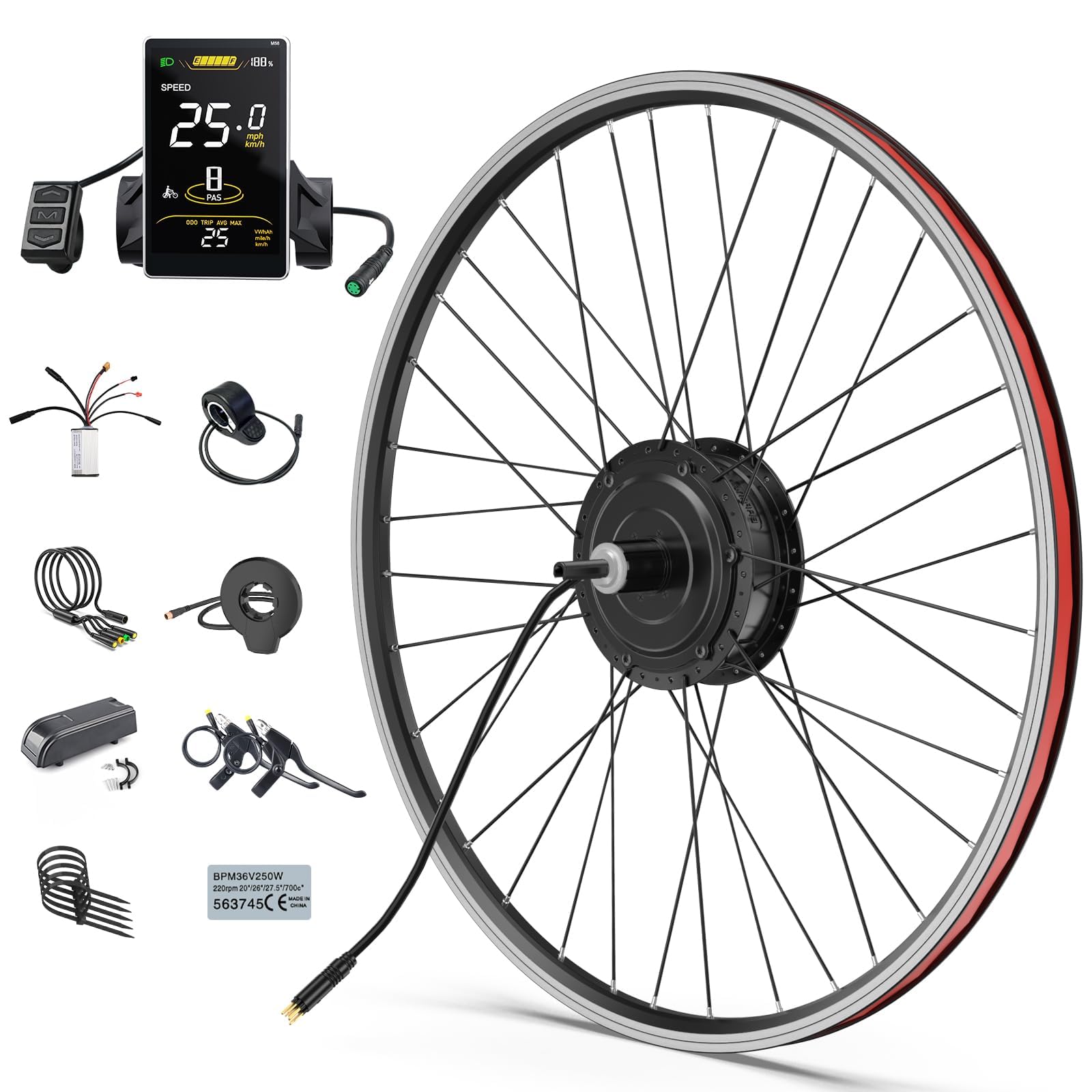 BAFANG Ebike Conversion Kit G020 48V 500W 20 inch Rear Wheel Hub Motor Kit | With SWM58 Display | Electric Bicycle Kit with Intelligent Controller
