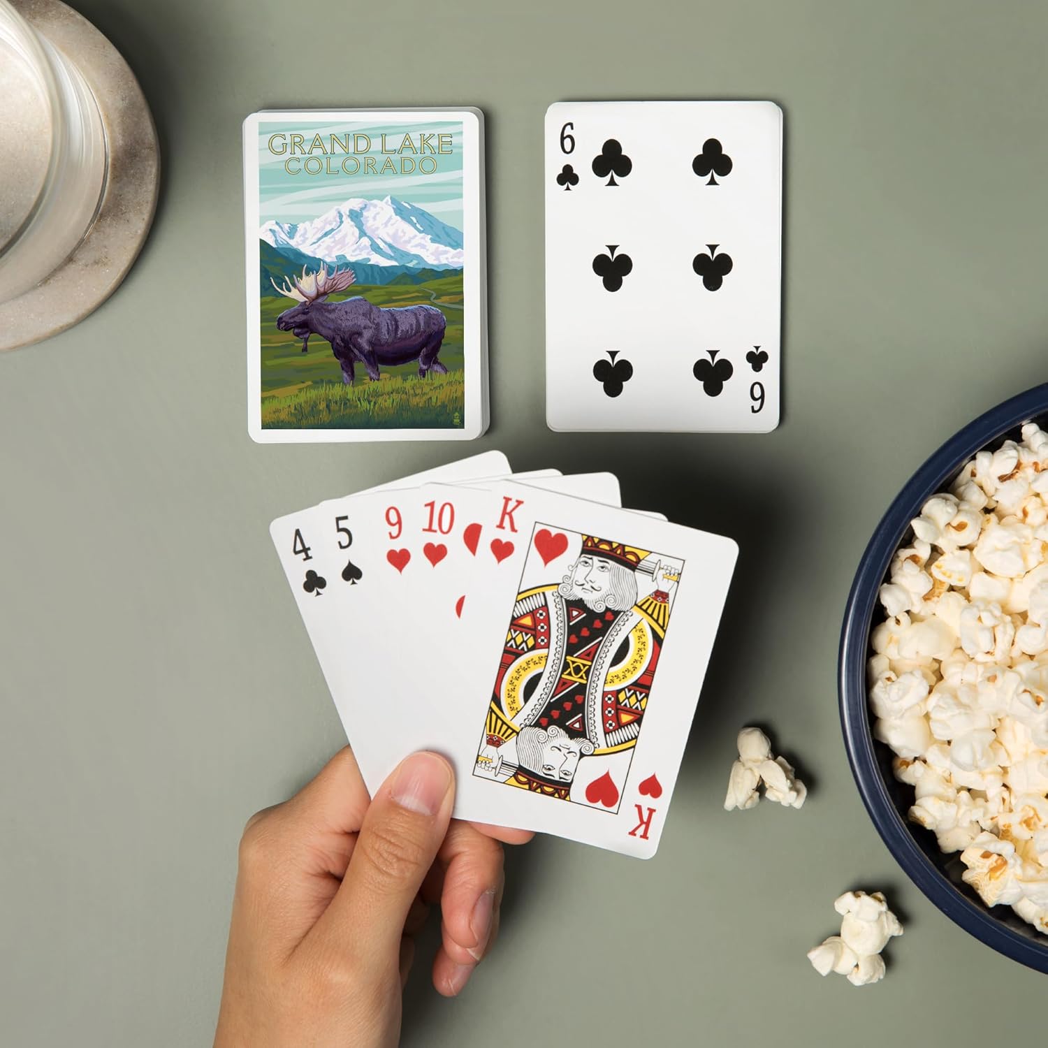 Lantern Press Grand Lake, Colorado, Moose and Snowy Mountain, 52 Playing Cards for Adults, Poker Size Card Deck
