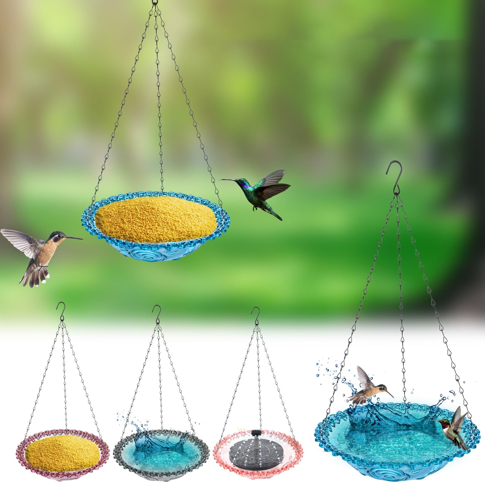 Comederos para Pájaros 2 En 1, Bañera Colgante Bebedero Pájaros Exterior Y Comedero Pájaros Exterior