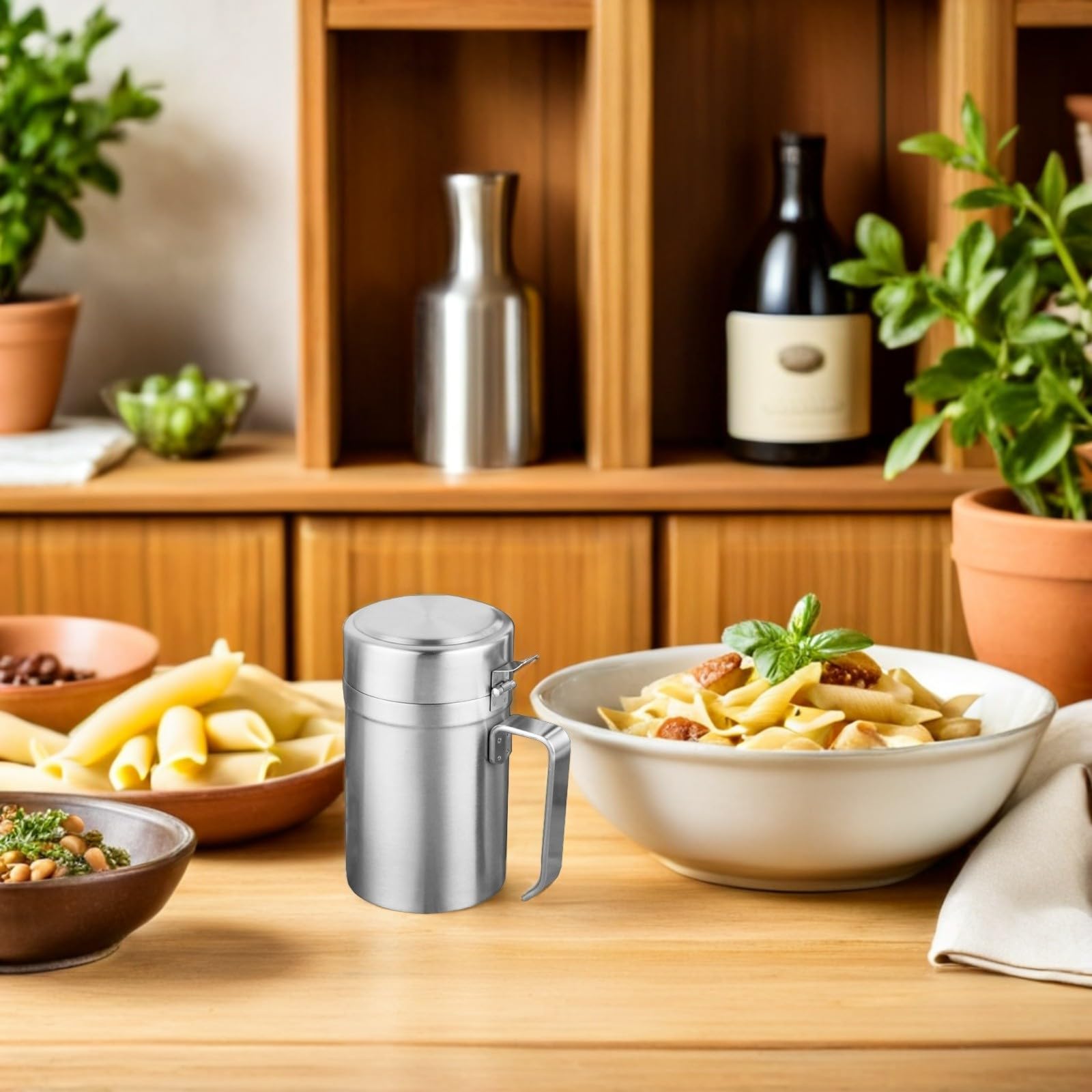 Dispensador de Aceite de Oliva de Acero Inoxidable 550 Ml con Mecanismo de Precisión y Superficie Lisa para Uso en Cocina y Barbacoa