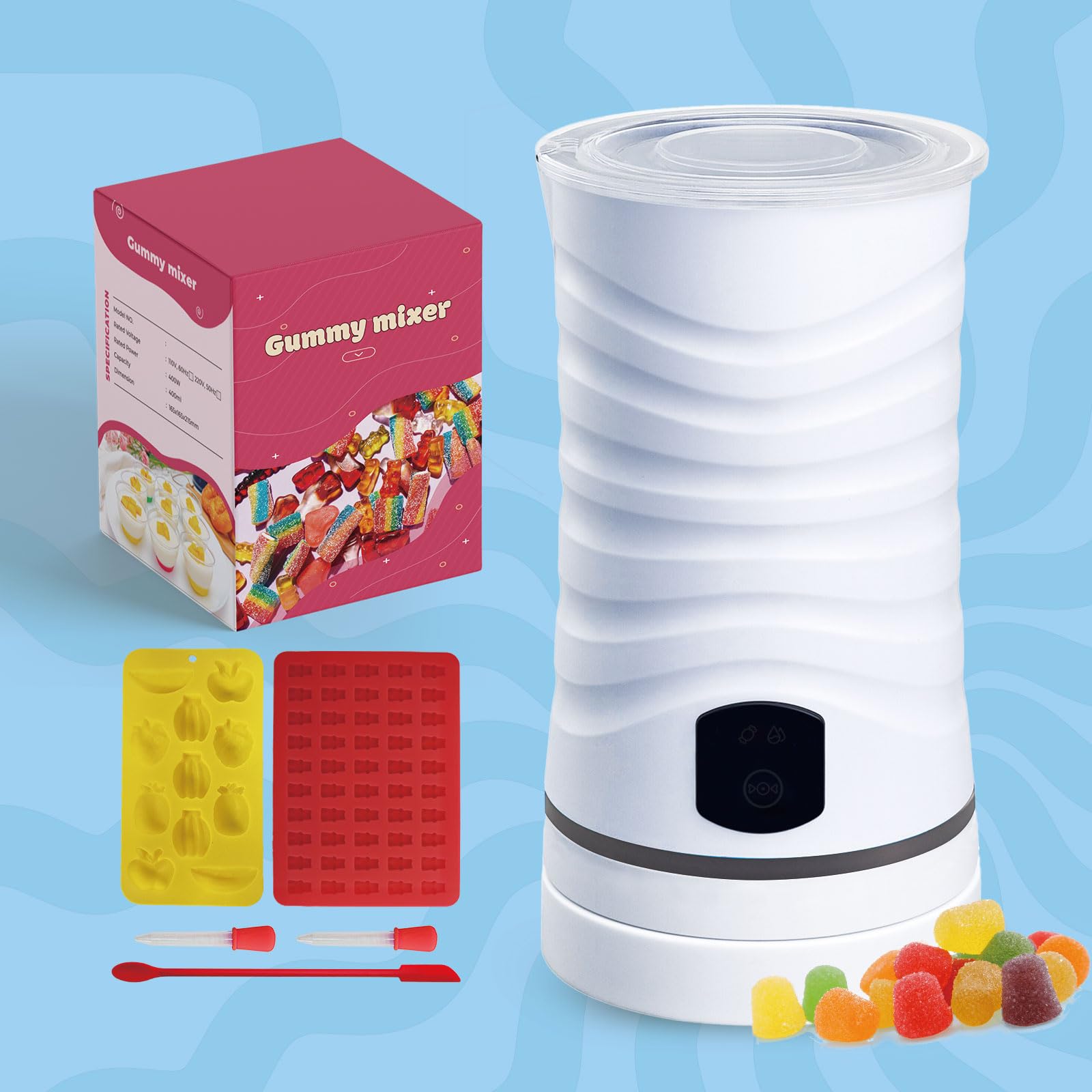 Mezclador para caramelos gelificados comestibles con infusión de caramelo gelificado, kit de fabricación de dulces gelificados, interior de acero inoxidable 304, mezclador de gummy
