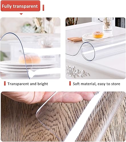 Miniatura 6 de KDDEON - Mantel transparente de 0.079in de grosor, antiescaldadoa prueba de aceite, transparente, protector de mesa de PVC, apto para contacto con