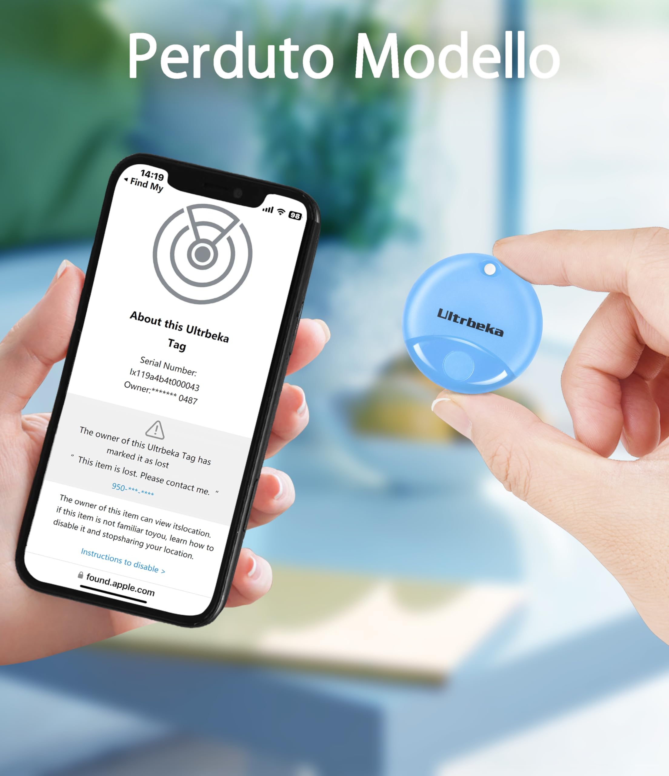 Ultrbeka Air Localizzatore, Tracker Tag 4 pezzi, Compatibile con Apple Dov'è (solo iOS), Trova Oggetti e Chiavi, Bagagli, Valigie, Impermeabile IP67, Batteria Sostituibile(Non supporta Android)