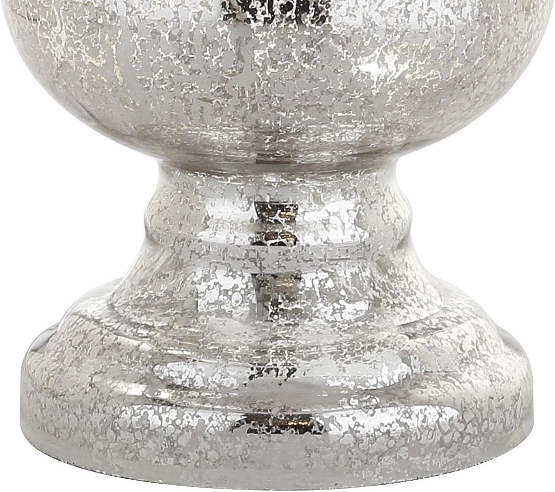 JONATHAN Y 28.5" Mercury Silver Glass Table Lamp Set of 2 for Living Room Bedroom Decor, Modern Bedside Lamps with White Linen Shade, LED Bulbs Included (JYL1061D-SET2)