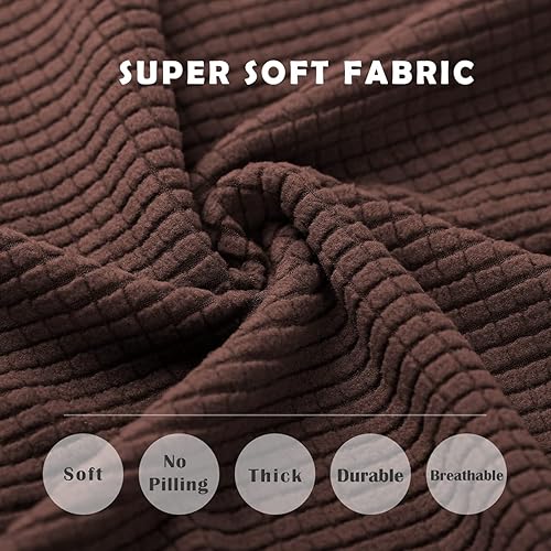 Miniatura 5 de Paquete de 6 fundas para sillas de comedor y cocina, fundas para sillas Parsons para comedor, cocina, fundas para sillas de comedor, color chocolate