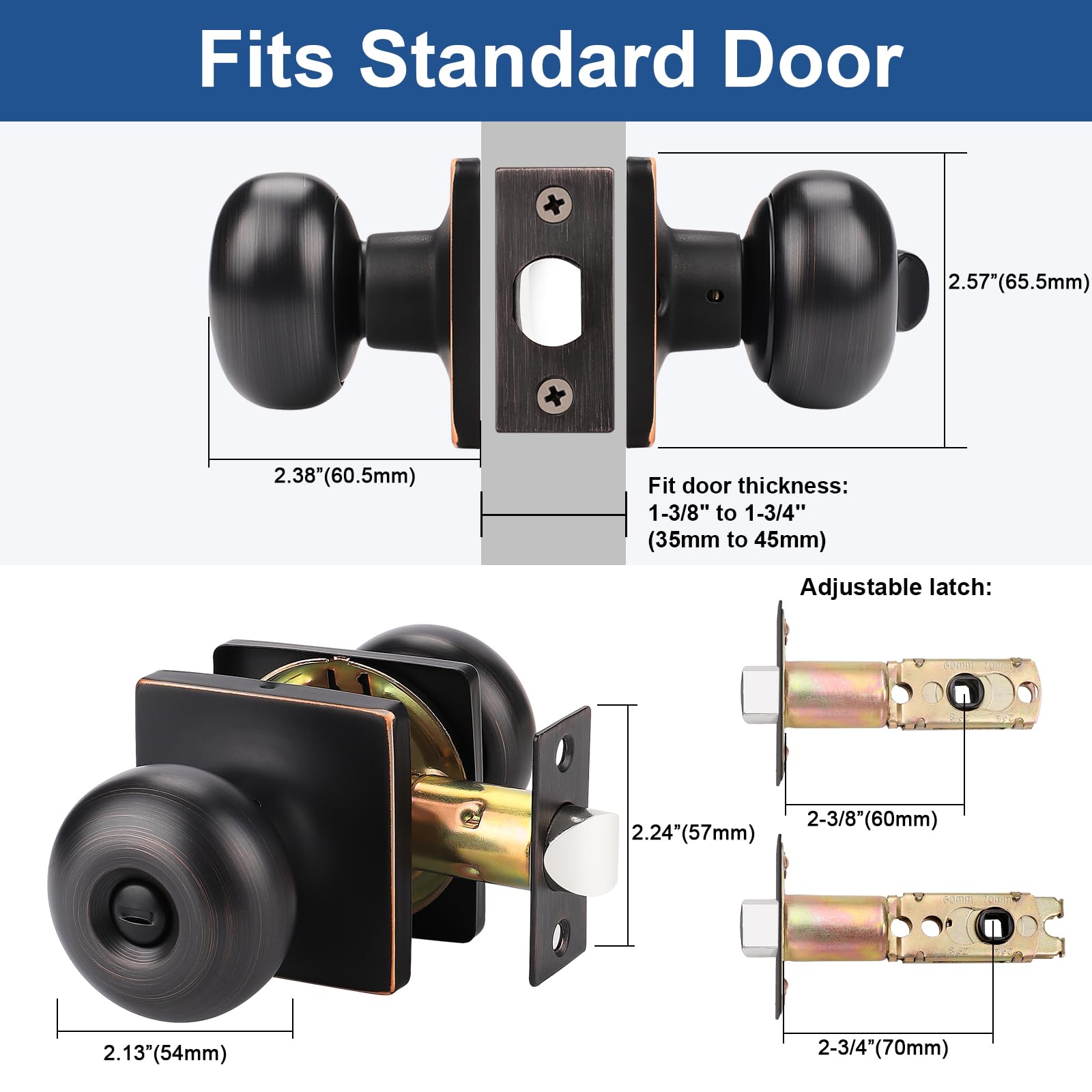 Ensemble De Boutons De Porte En Acier Inoxydable, Ronde