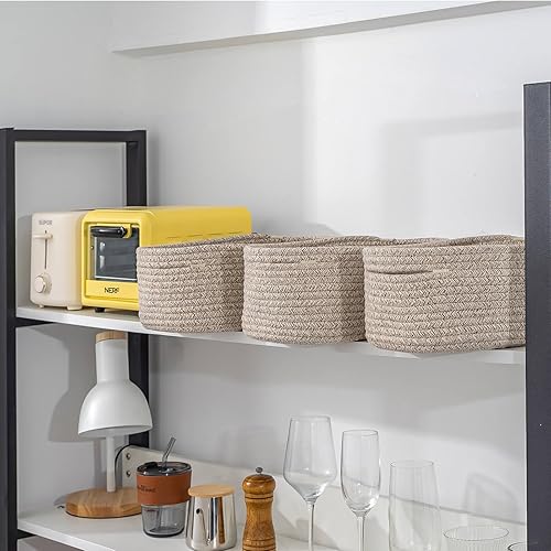 Miniatura 7 de CubesLand Rectangle OrganizationStorage Basket, Natural Cotton Rope Woven Baskets for Organizing, Small Basket for Kids, Baby Nursery, Cat Dog Toy
