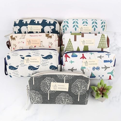 Miniatura 5 de RIAH FASHION Bolsa portátil de viaje para maquillaje cosmético, organizador de artículos de tocador, bolso de pulsera, floral, a cuadros, corcho,