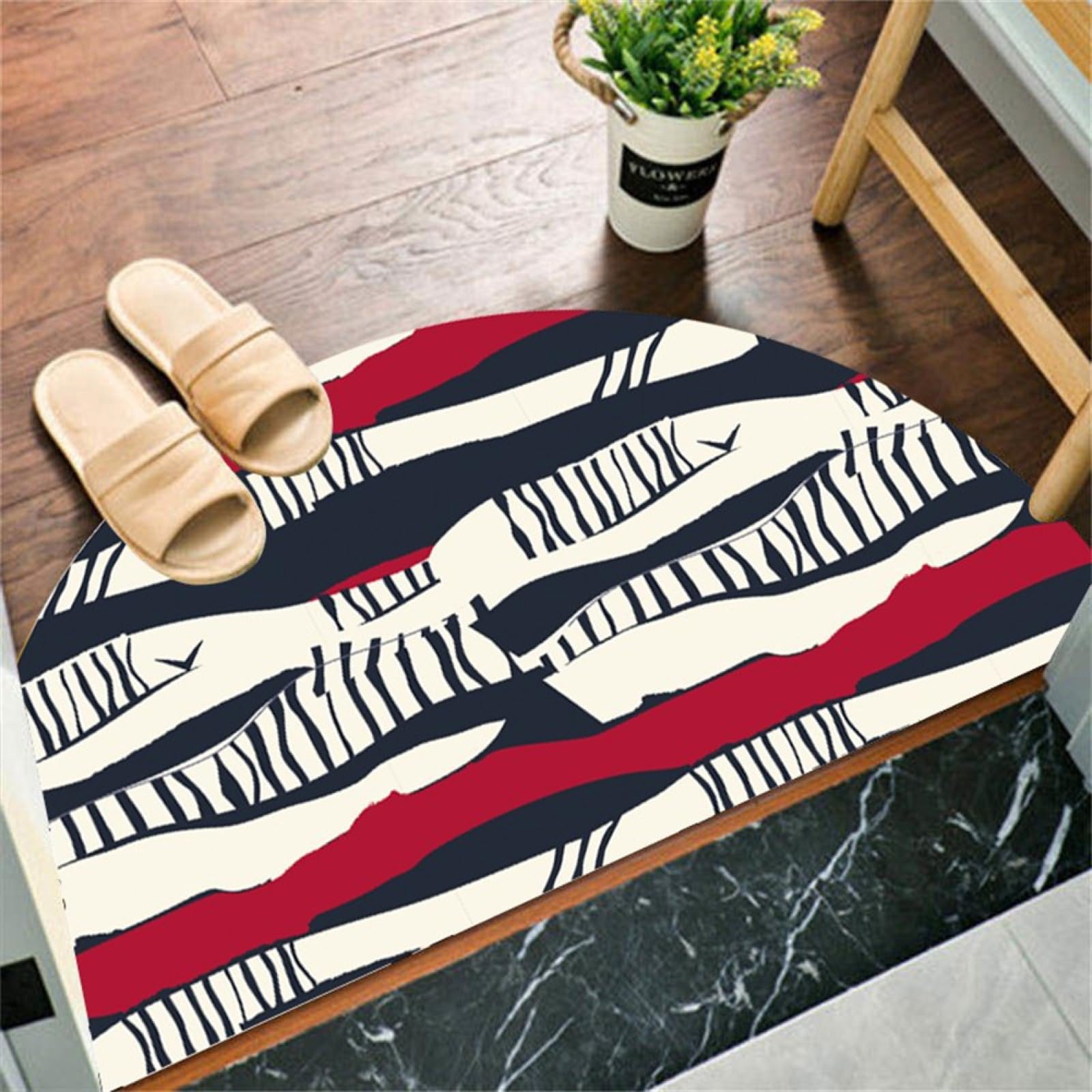 Alfombra de baño súper absorbente y lavable con moderno diseño a rayas, 70x120cm