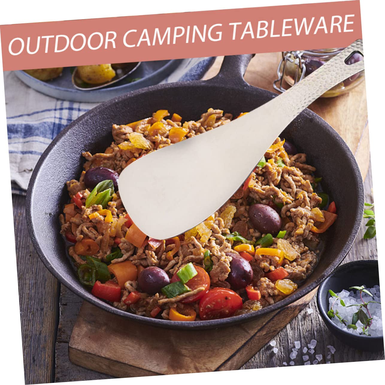 HEMOTON 3 Stück Camping Löffel Reinem Leichtgewichtige Multifunktionale Campingbesteck für Outdoor Aktivitäten zum Servieren von Speisen Wie Reis Salaten und Snacks