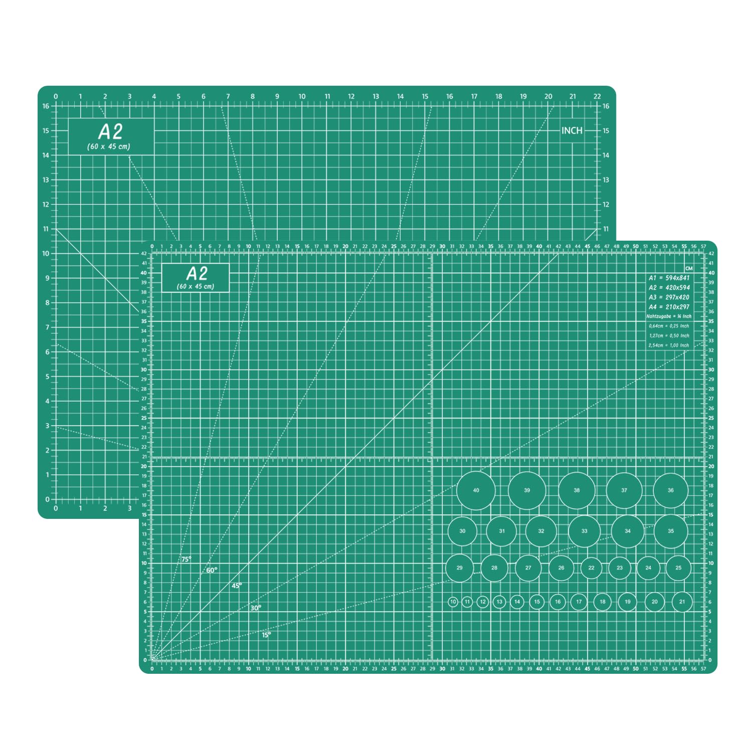 18x24 Inch Thickened Self Healing Cutting Mat, A2 Rotary Cutting Sewing Mat for Crafts, Double Sided 5-Ply Table Cutting Board for Fabric Quilting Leather Arts Hobby Project, Green