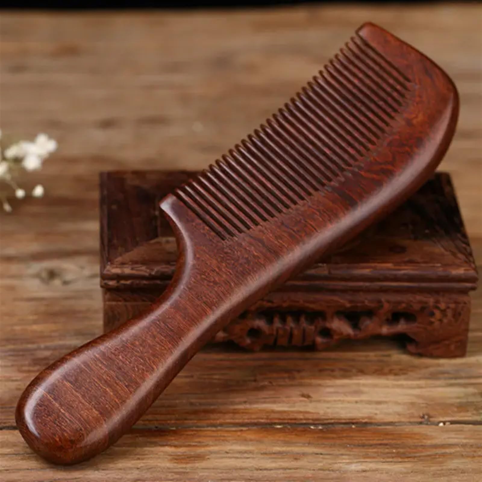 Handmade: naturalne drewno sandałowe grzebienie do włosów antystatyczny zapach drewna naturalny rozczesywanie włosów drewniany grzebień (rozmiar: czarny księżyc)