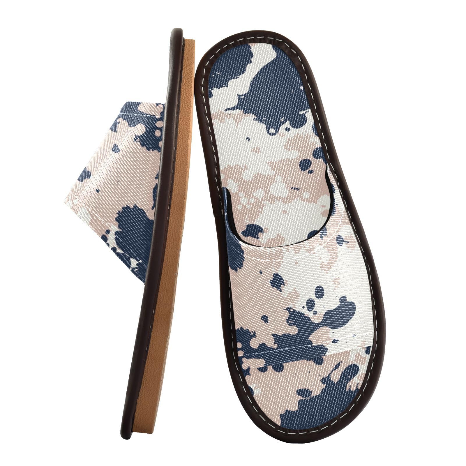 GuoChe Camouflage Dark Blue Spa Shower Slippers Indoor and Outdoor Washable Cute Slip-on Home Shoes for
