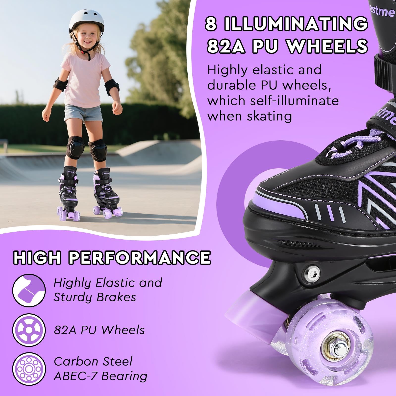 Roller Enfant Fille Patins à roulettes réglables pour Enfants 3 à 9 Ans, Patin a Roulette Femme Fille lumières Amusantes pour Enfants pour débutants