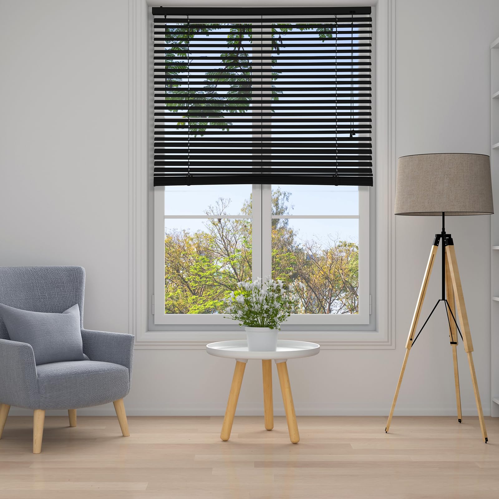 Sekey Klemmfix Store vénitien pour fenêtre Suspendue - Lamelles en Aluminium 25 mm - avec perçage - Matériel de Montage Inclus - Store vénitien en Aluminium sans perçage - 80 x 130 cm - Noir
