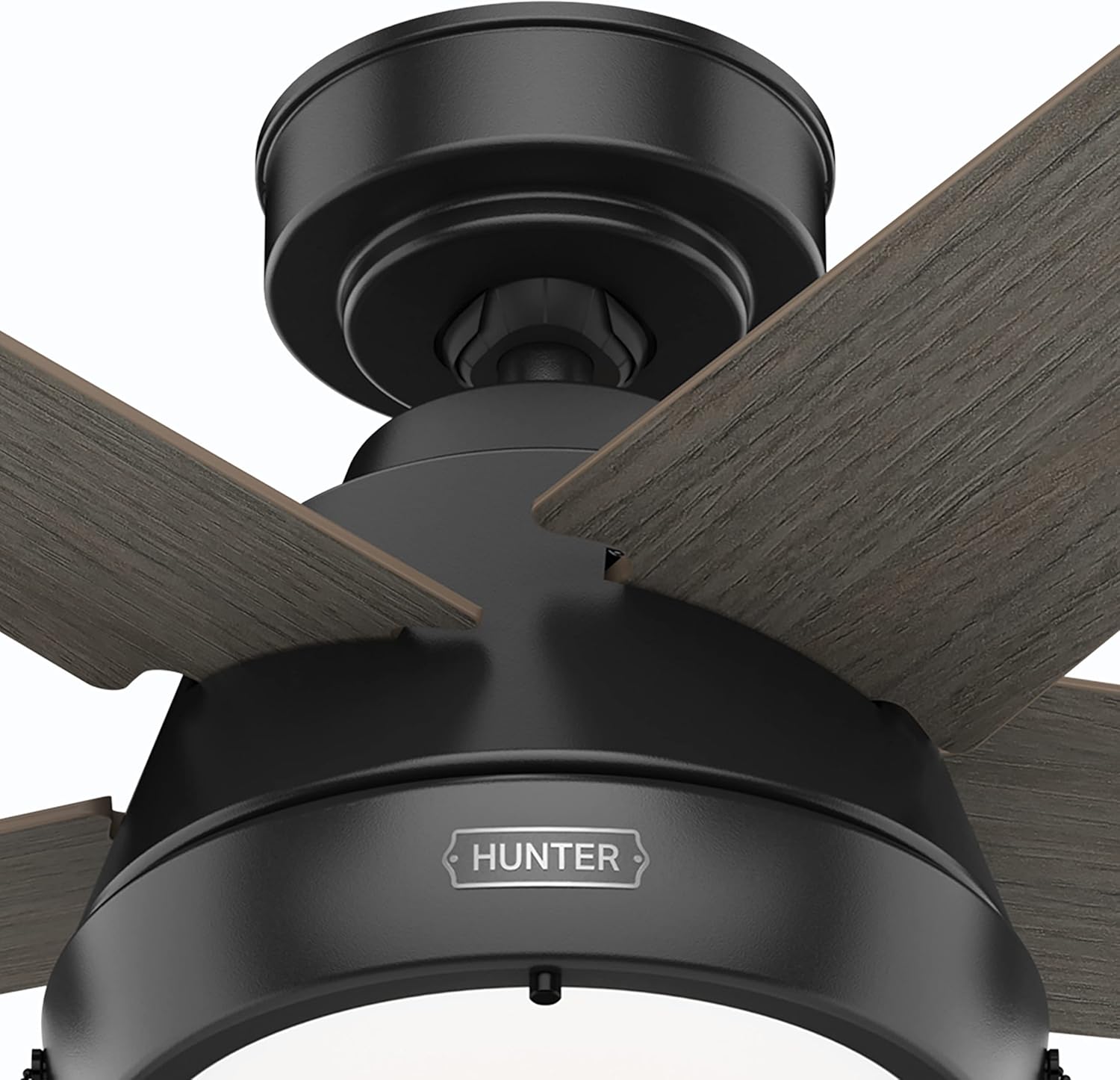 Hunter Fan 44 inch Casual Matte Black Indoor Ceiling Fan with LED Light Kit and Pull Chain (Renewed)
