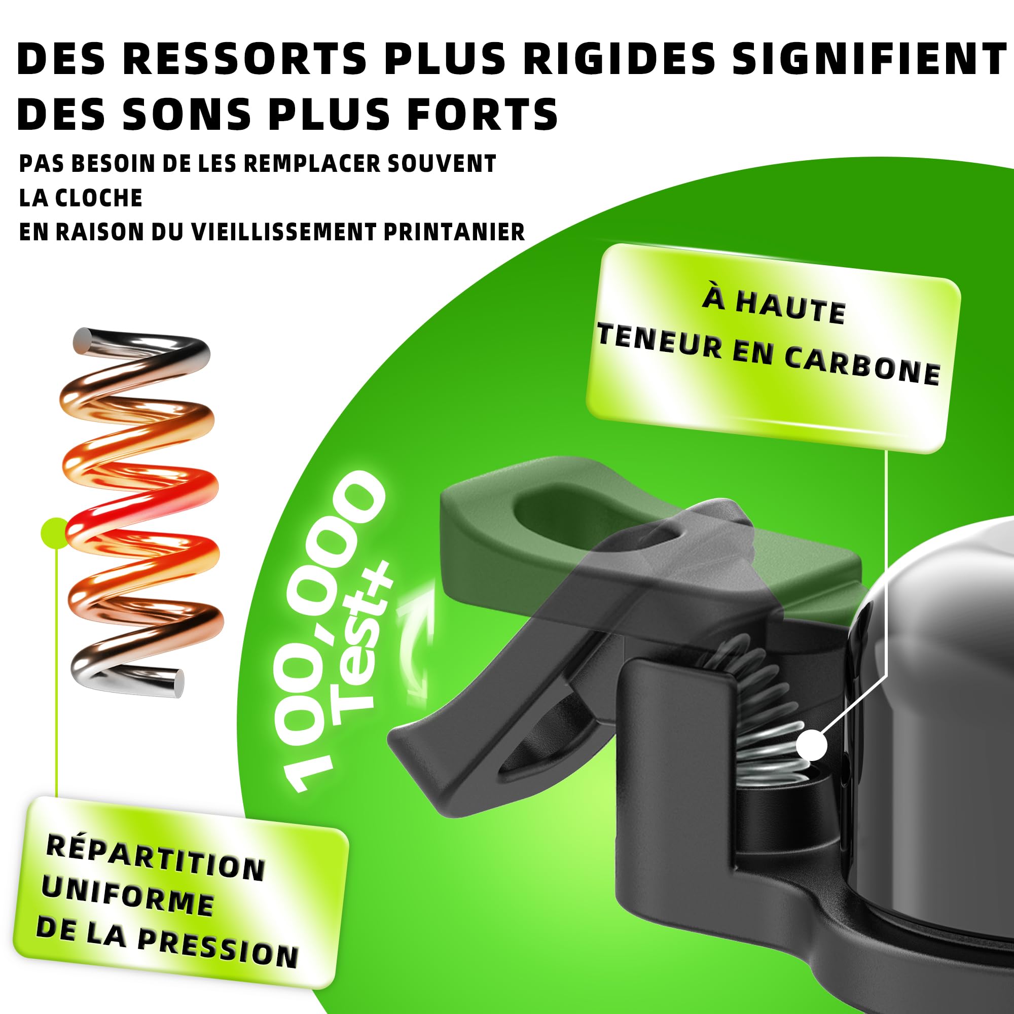 Sonnette Vélo Puissante 100 DB Rotation 360° Compatible Guidons 22-32 mm Route Gravel