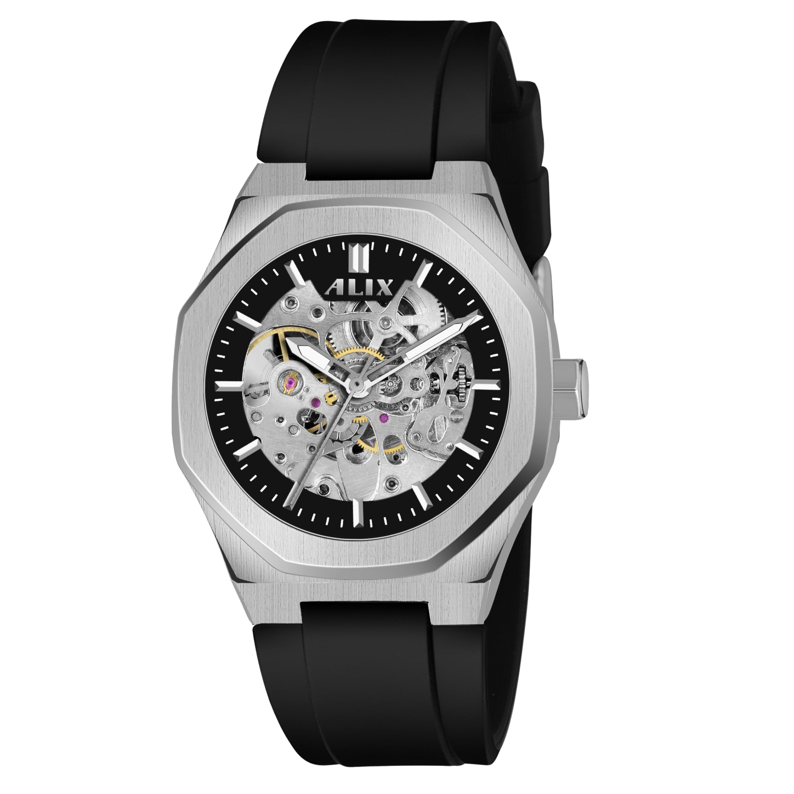 Men's Mechanical Automatic Skeleton Self-Winding Water Resistant Analog Watch-image-34
