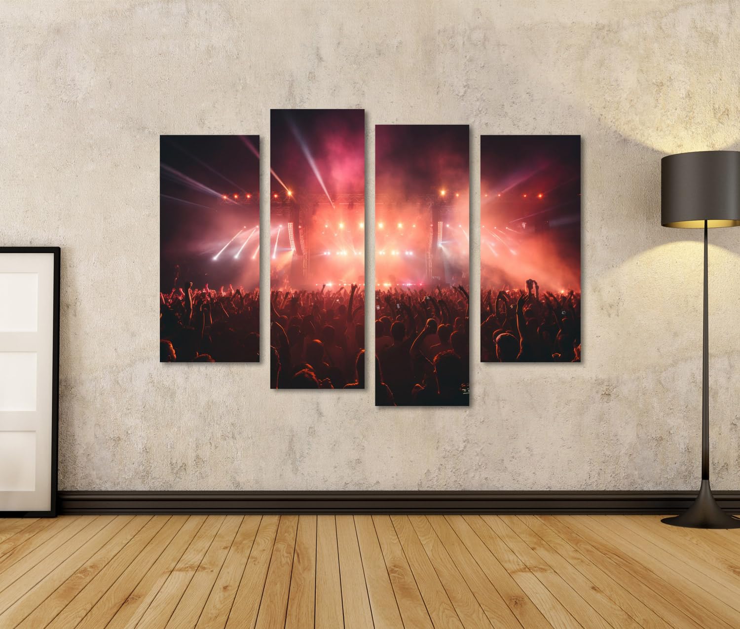 islandburner Prime Bild auf Leinwand Silhouetten Menschenmenge Konzert Vor Der Bühne Helle Scheinwerfer Hal Bilder Wandbilder Poster