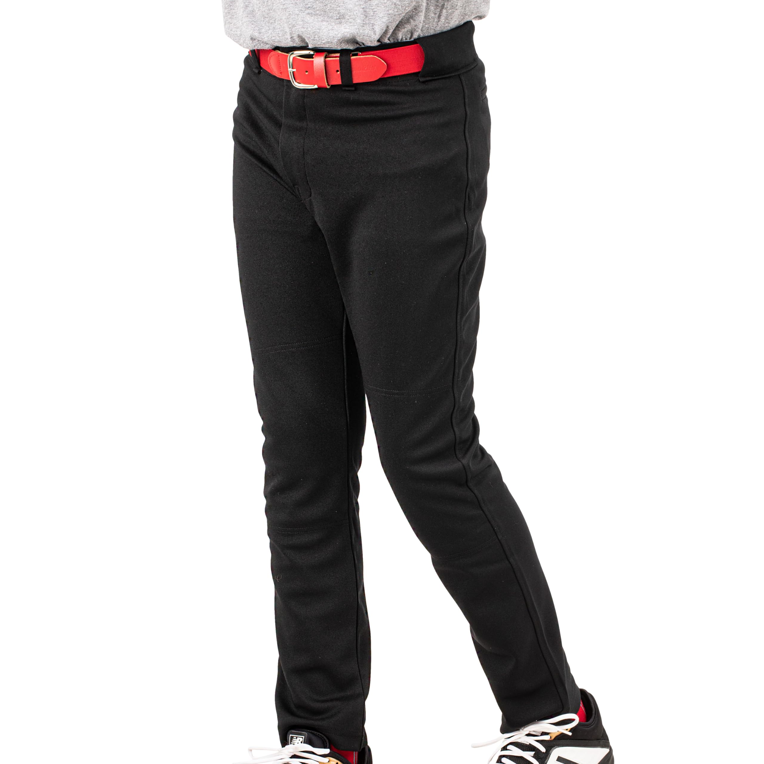 Franklin Sports Youth Baseball + Softball Pants - Relaxed Black Baseball Pants for Kids - Boys + Girls Relaxed Style Baseball + Softball Pants with Belt Loop - Black - Youth Medium