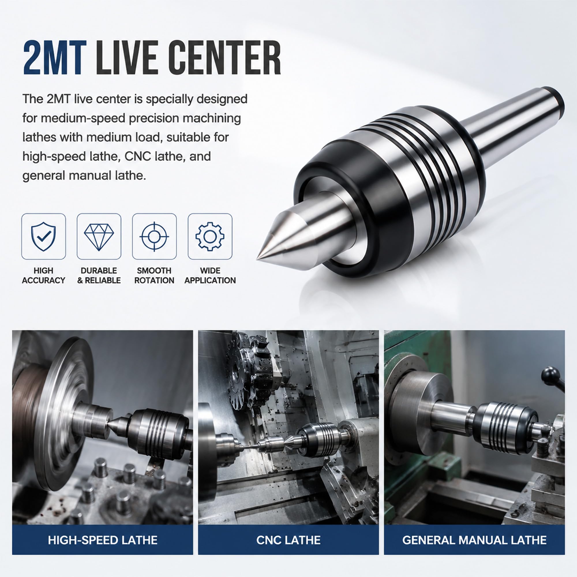 INPANOLS MT2 Live Center - Precision Morse Taper -6