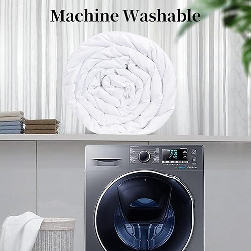 Miniatura 5 de HOMBYS Manta de plumón alternativo tamaño King de 120 x 120 pulgadas para todas las estaciones, manta de cama blanca acolchada ligera con ribete