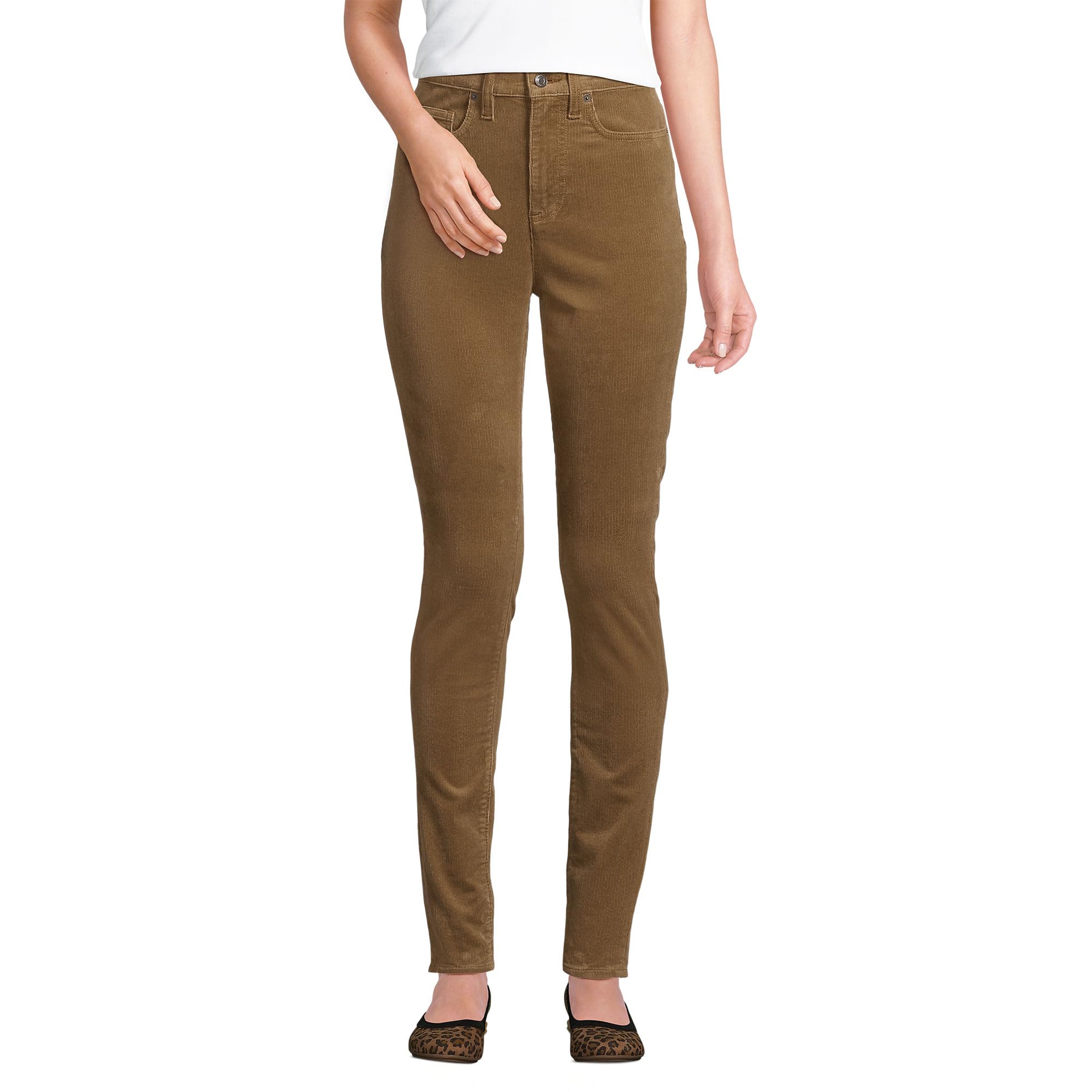 Lands End Womens Slender High Rise Corduroy Skinny Pants 18 Dark Toffee